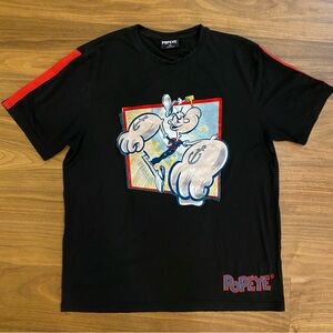 Popeye Graphic Tee 2XL Black Cartoon Sailor Shirt